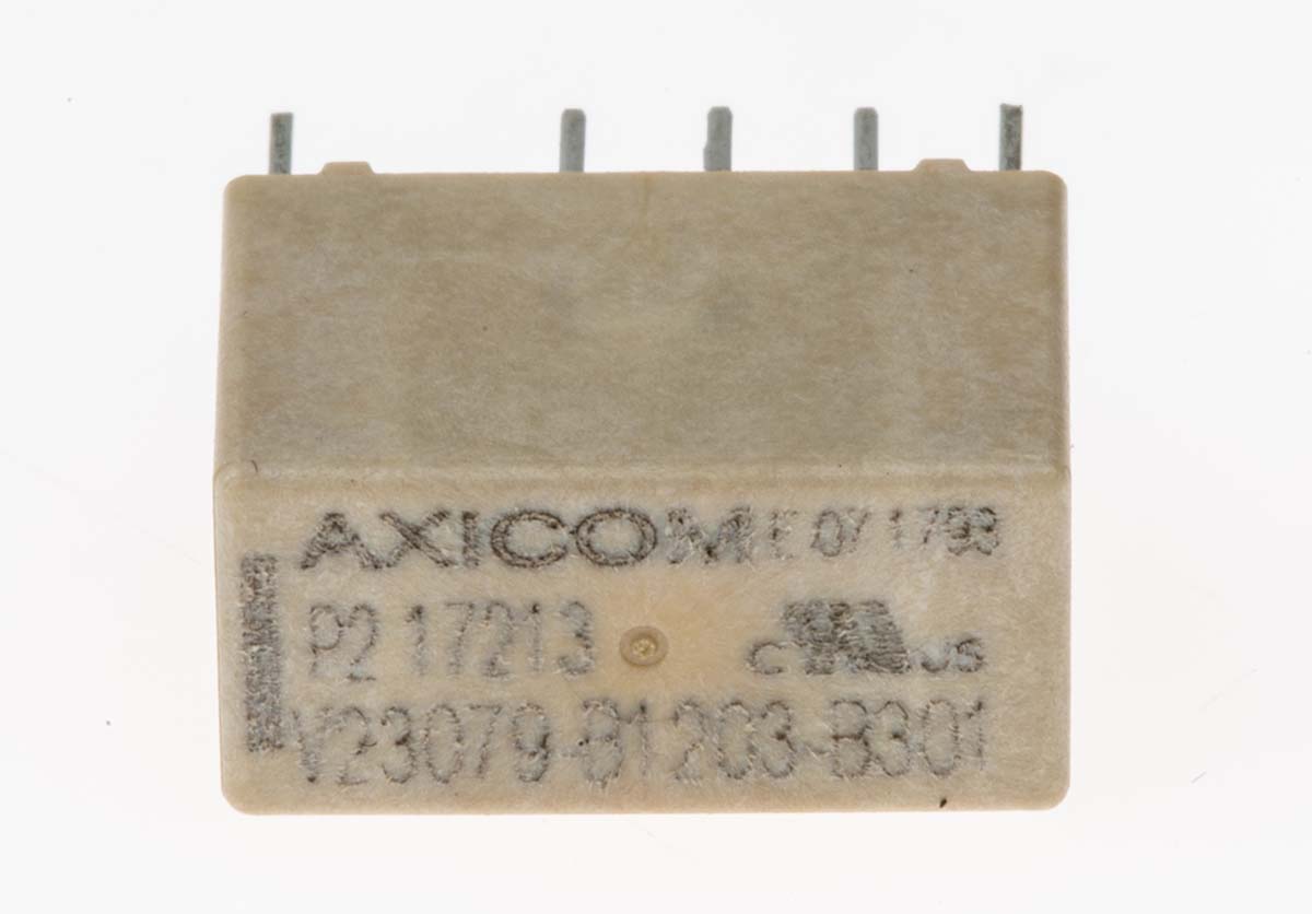 TE Connectivity PCB Mount Latching Signal Relay, 12V dc Coil, 2A Switching Current, DPDT
