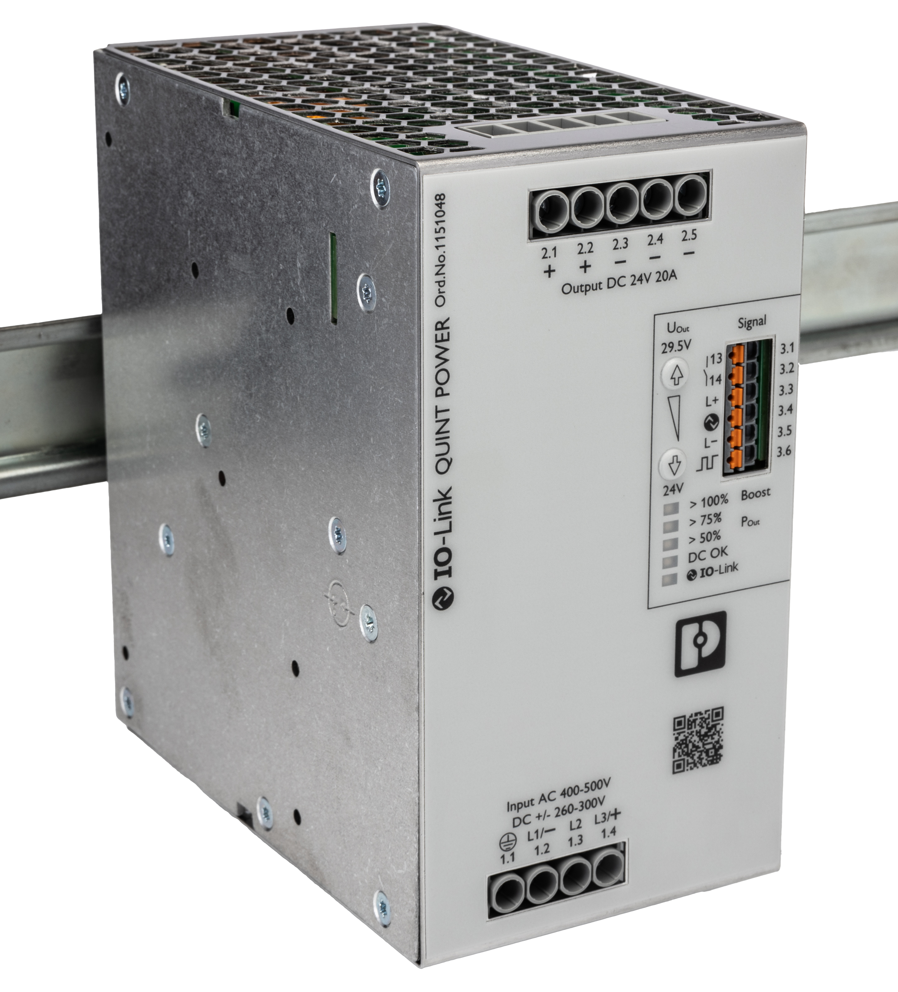 Phoenix Contact QUINT POWER DIN Rail Power Supply, 400V ac ac, dc Input, 24V dc ac, dc Output, 20A Output, 541VA