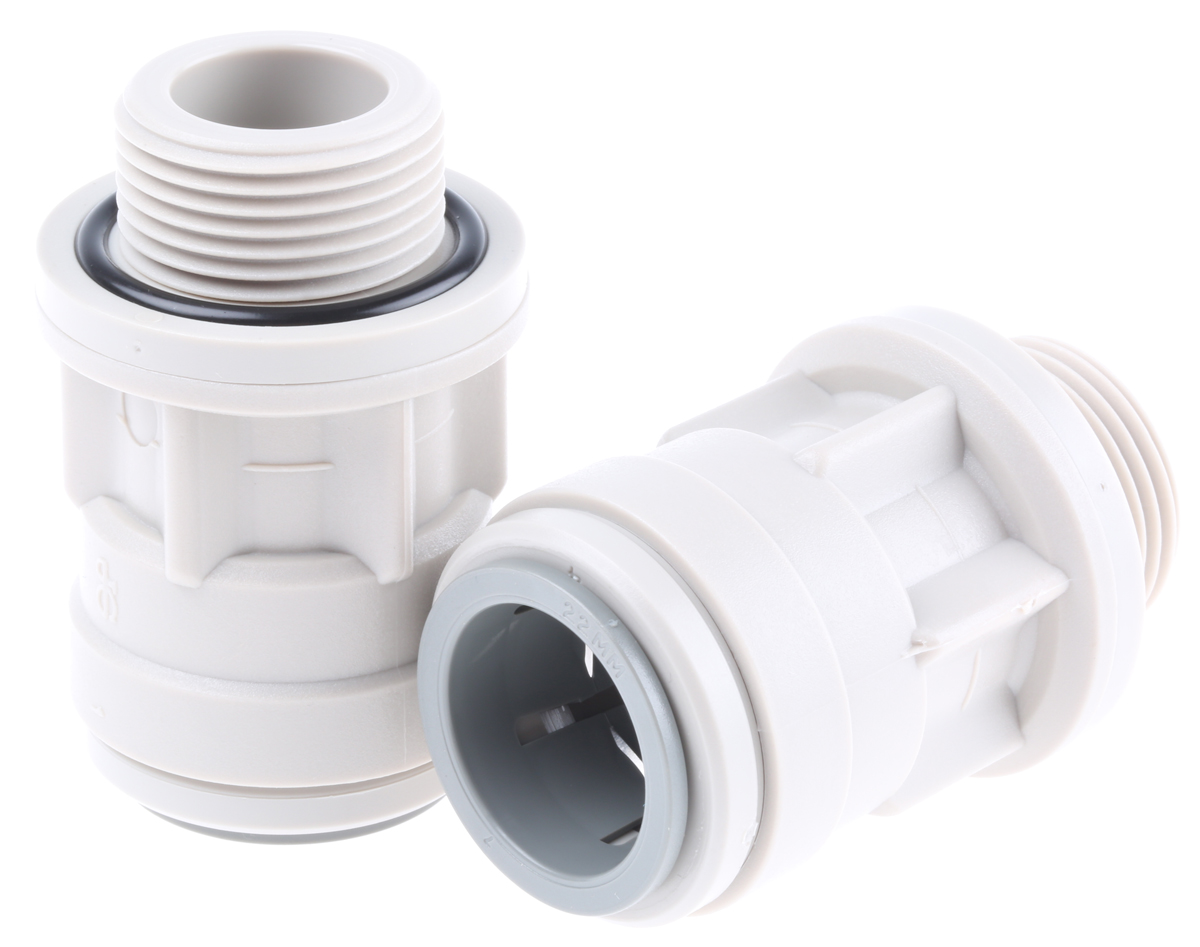 JG Speedfit Plastic Pipe Fitting, Straight Push Fit Adapter, 22mm, BSP 3/4in