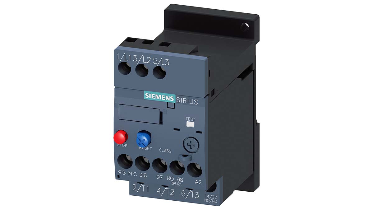 Siemens SIRIUS 3RU2 Thermal Overload Relay 1NO + 1NC, 3.2 A Contact Rating, 1.1 kW, 690 Vac, 3P, SIRIUS