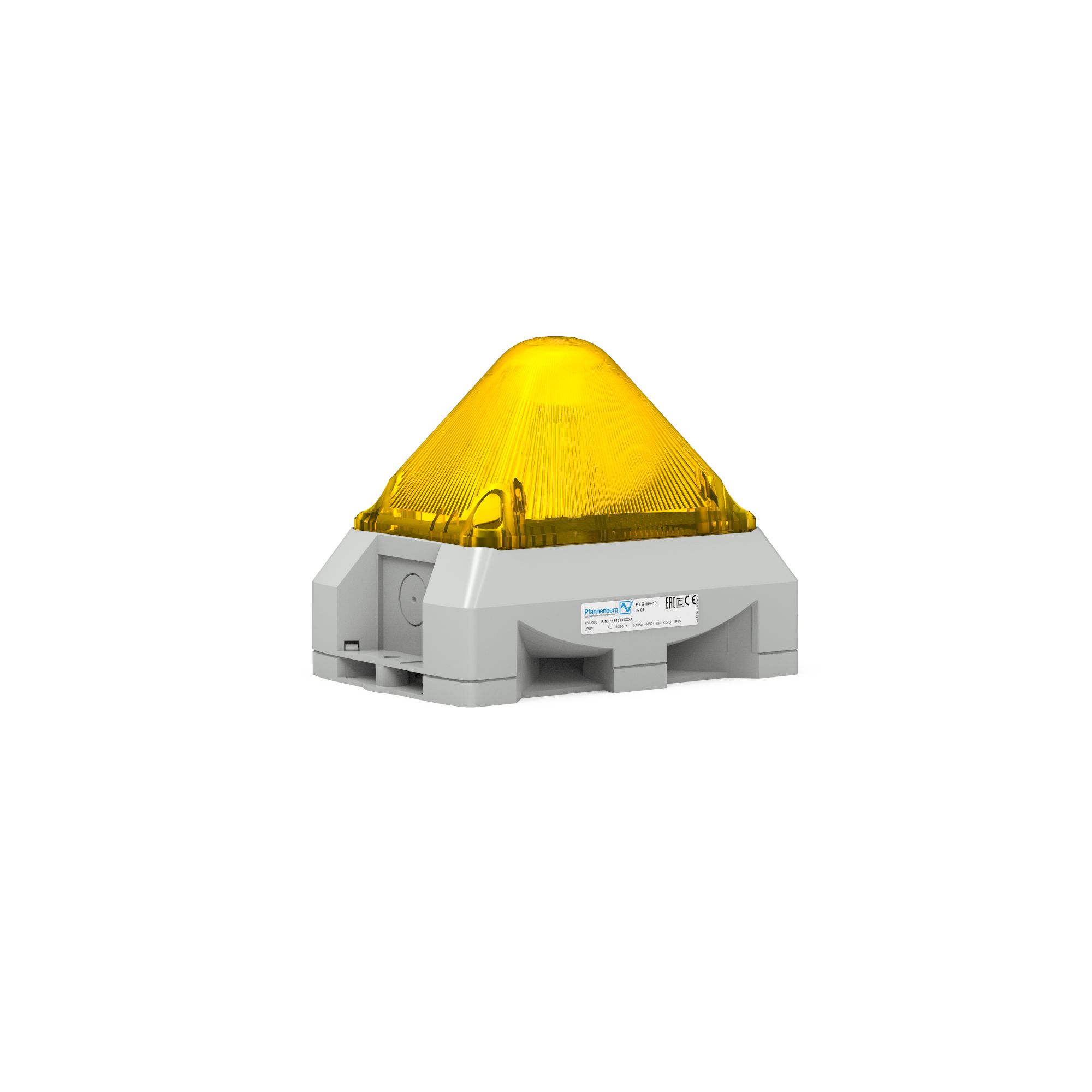 Pfannenberg PY X Series Yellow Beacon, 24 V ac/dc, IP66, Free Mount, 101dB at 1 Metre