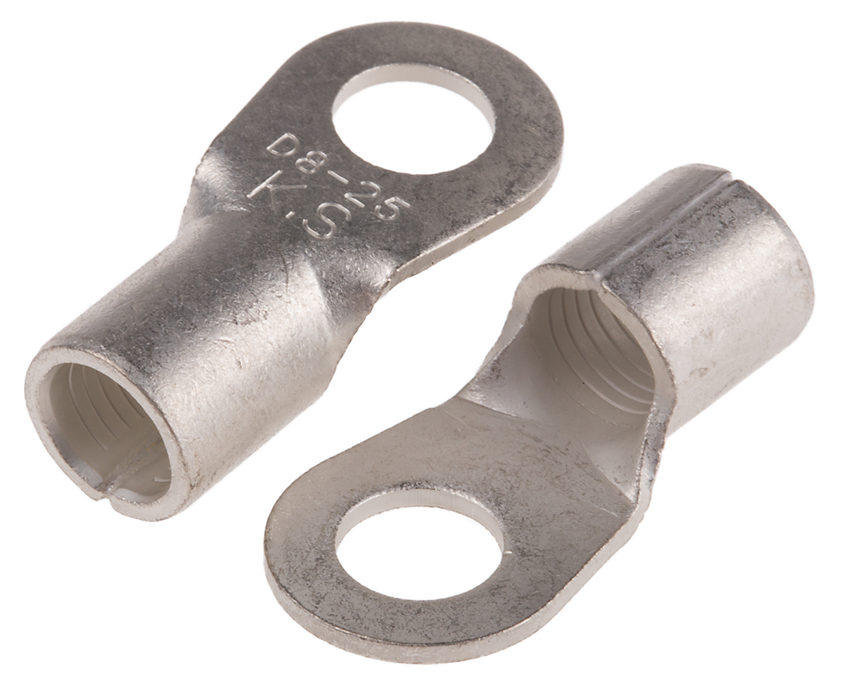 RS PRO Uninsulated Ring Terminal, 8.4mm Stud Size, 25mm² to 25mm² Wire Size