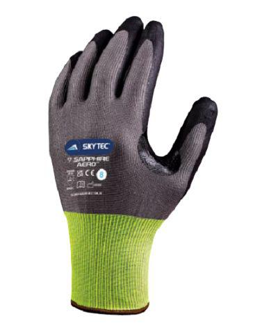 Skytec SAPPHIRE AERO Black, Grey Nitrile Cut Resistant Gloves, Size 8, Nitrile Foam Coating