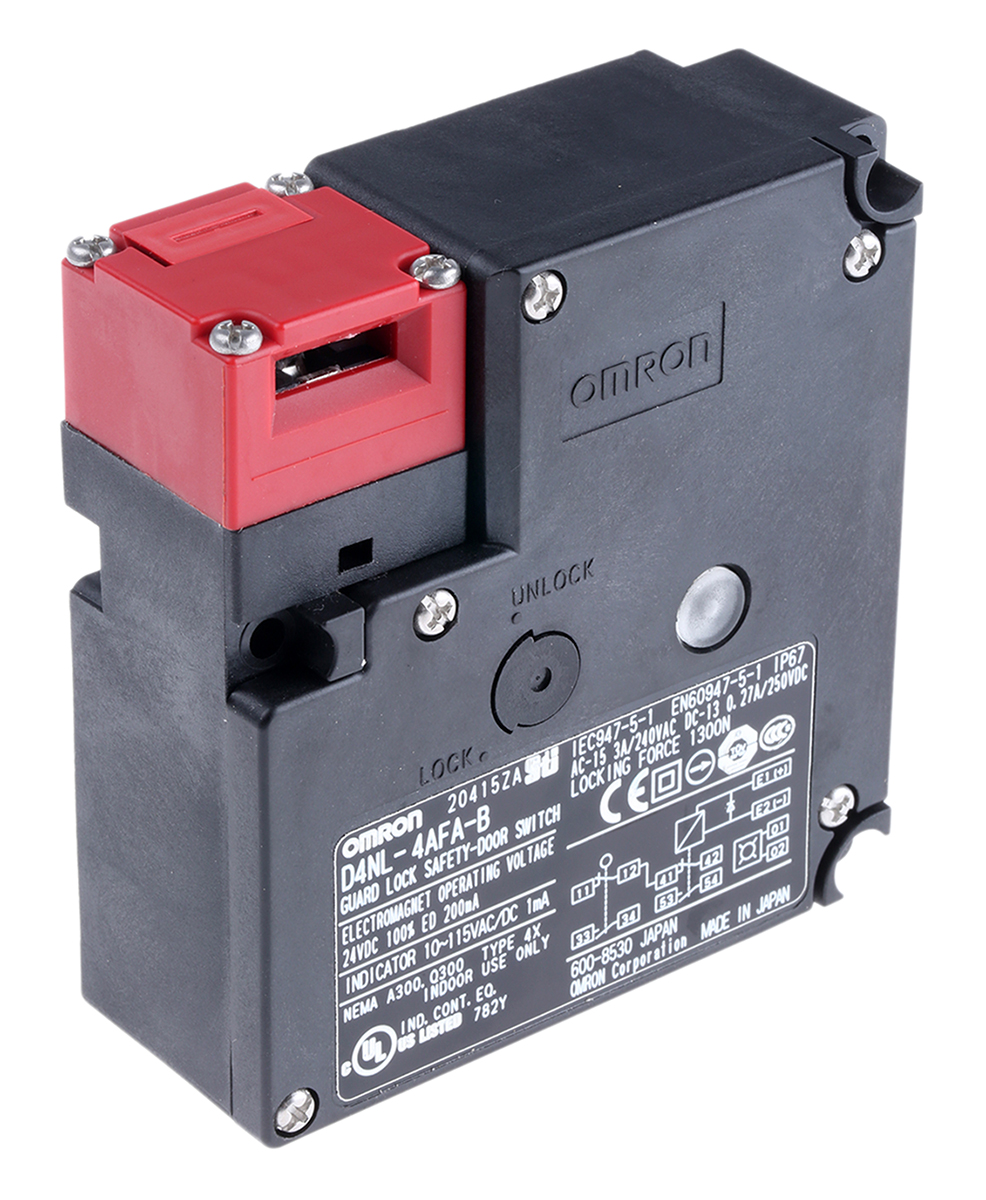 Omron D4NL Series Solenoid Interlock Switch, Power to Unlock, 24V dc, 1NC/1NO + 1NC/1NO