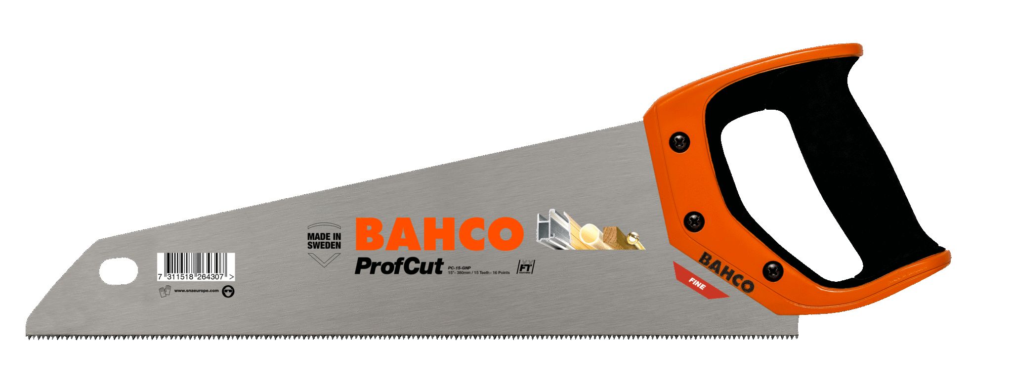 Bahco 375 mm Hand Saw, 15 or 16 TPI