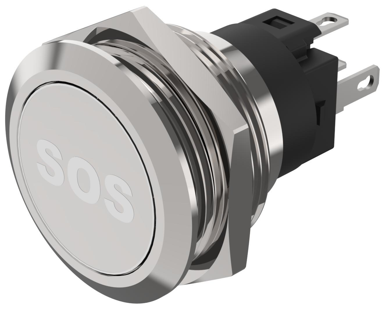 EAO 82 Series Illuminated Illuminated Push Button Switch, Momentary, Panel Mount, 22.3mm Cutout, SPDT, White LED, 240V,