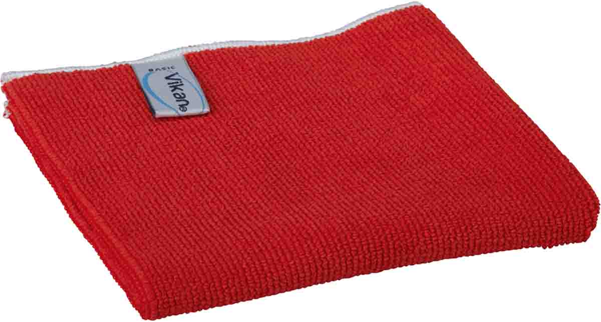Vikan Basic microfibre cloth Red Microfibre Cloths for General Cleaning, Wet/Dry Use, Box of 5, 320 x 320mm, Repeat Use