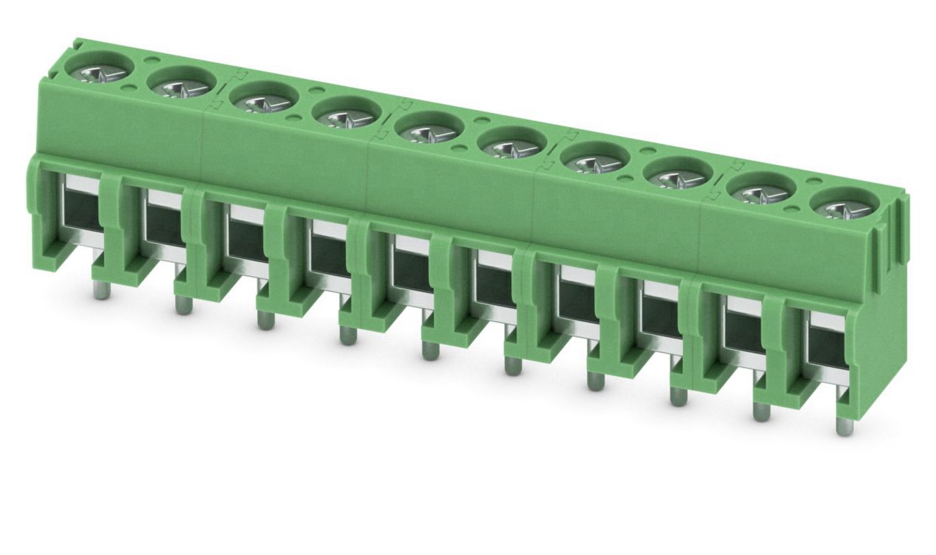 Phoenix Contact PT 1.5/10-5.0-H Series PCB Terminal Block, 5mm Pitch, Through Hole Mount, Screw Termination
