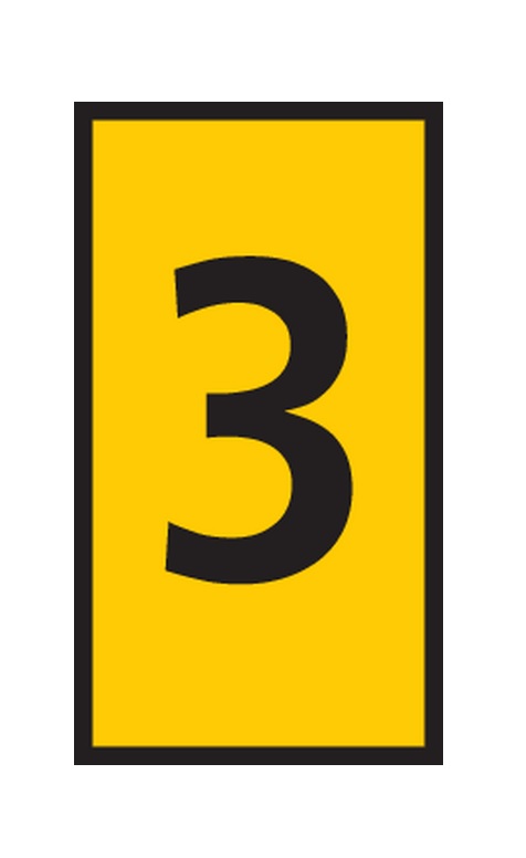 HellermannTyton WIC Snap On Clip On Cable Marker, Yellow, Pre-printed "3", 4.3 → 5.3mm Cable, 561-03634
