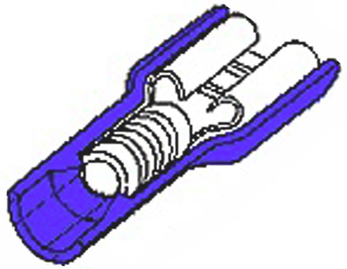 Molex InsulKrimp 19005 Blue Insulated Female Spade Connector, Receptacle, 6.35 x 0.81mm Tab Size, 1.3mm² to 2mm²