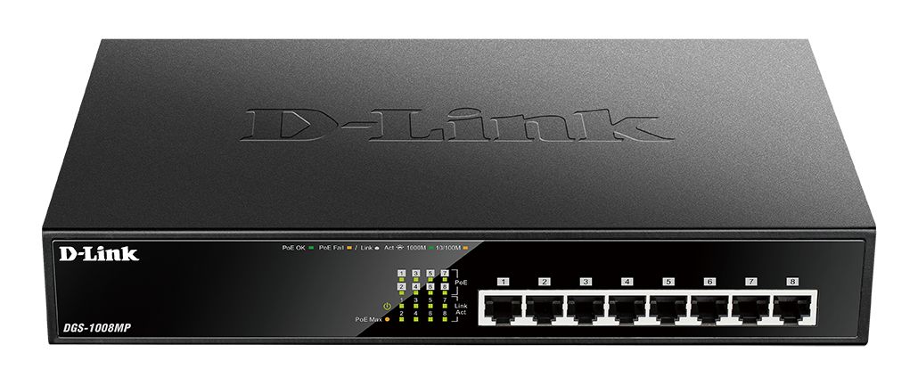 D-Link 8-Port Desktop Gigabit Max PoE Switch, Unmanaged 8 Port Ethernet Switch With PoE