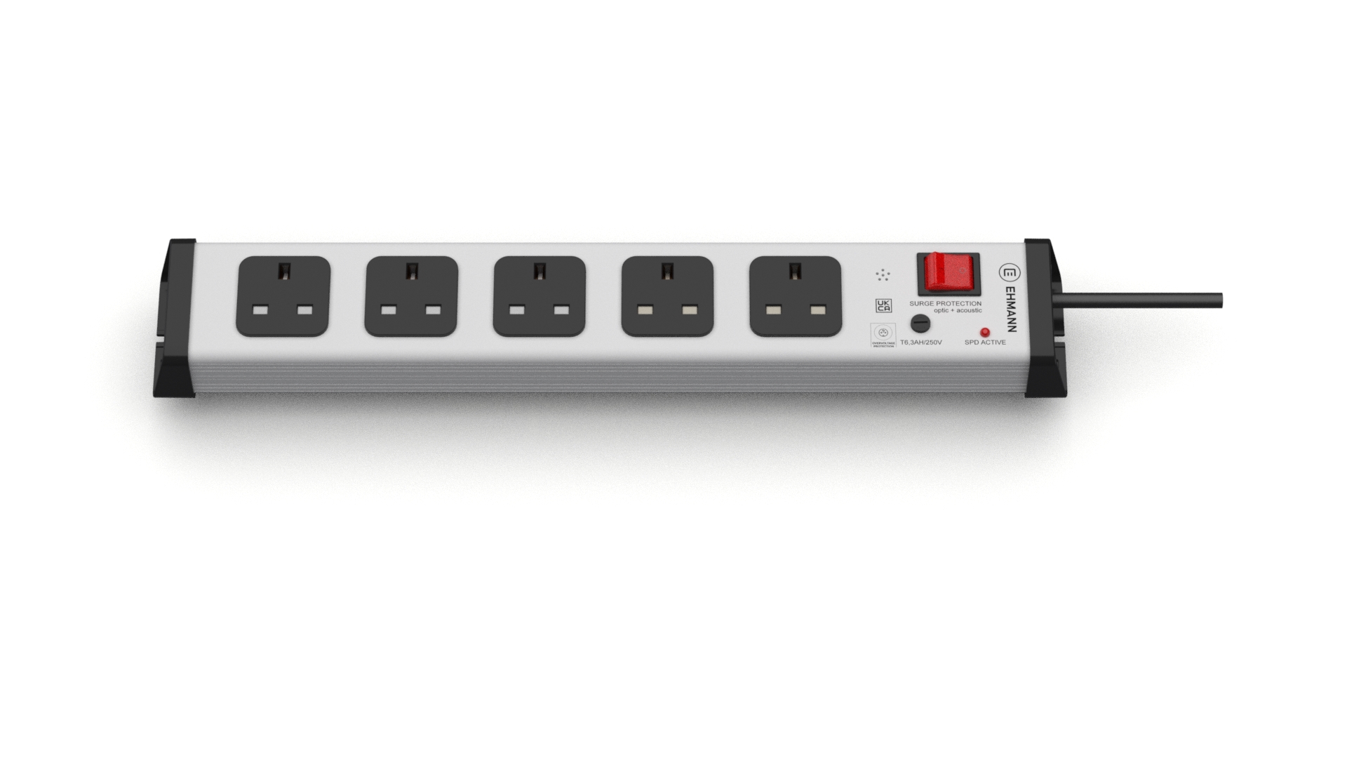 Bodo Ehmann Type G - British 5 Gang Power Distribution Unit, 1.5m Cable, 13A, 230 V, Fused, Surge Protected