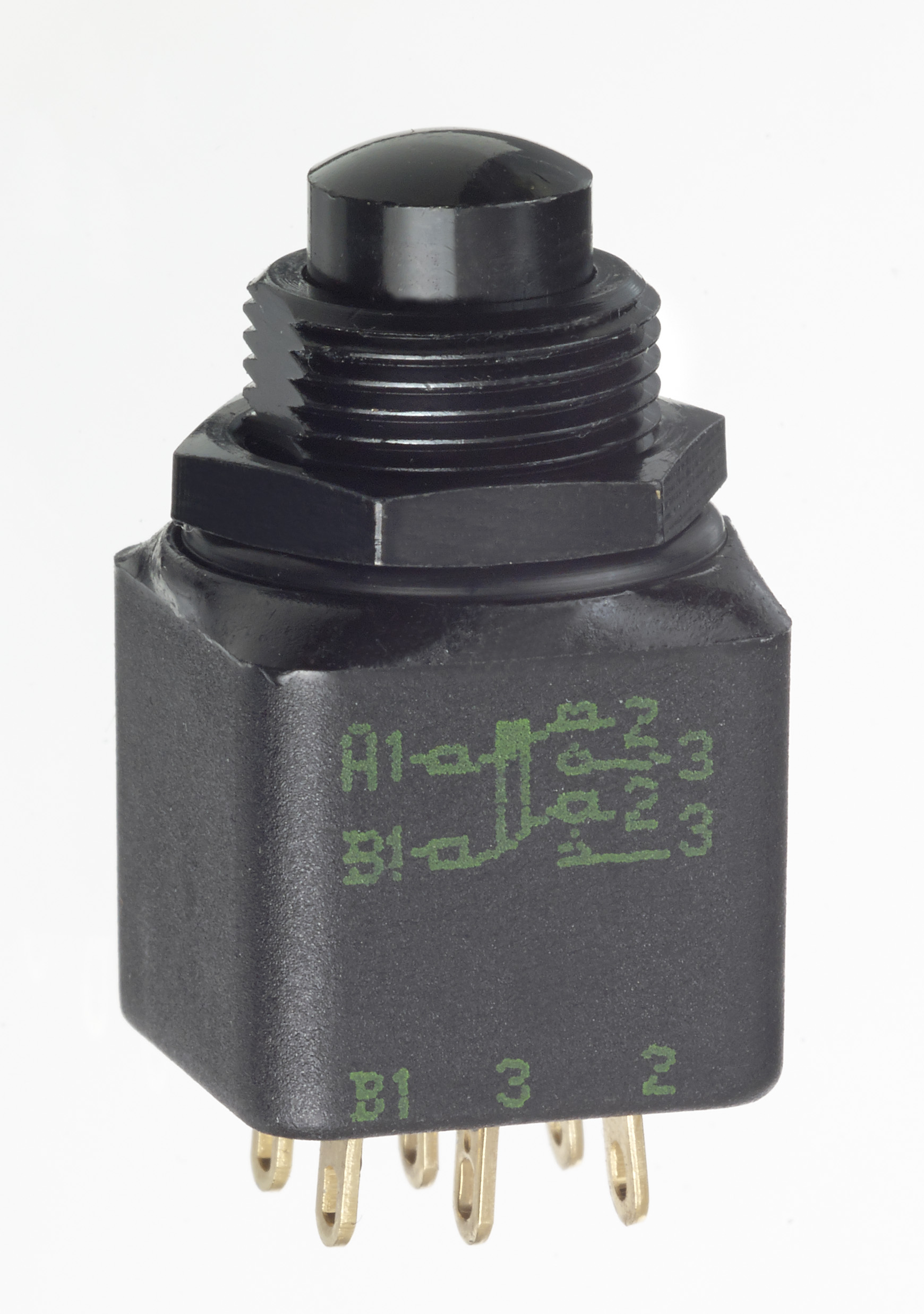 APEM 1300 Series Series Push Button Switch, DP, Bushing, 11.9mm Cutout, On/Mom, 30V dc