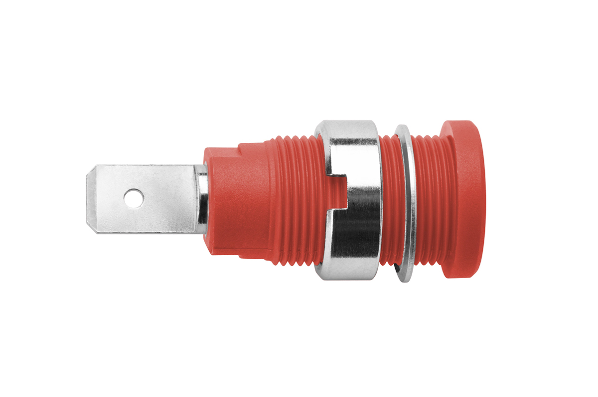 Schutzinger Red Female Banana Socket, 4 mm Connector, 10A, 1000V, Nickel Plating