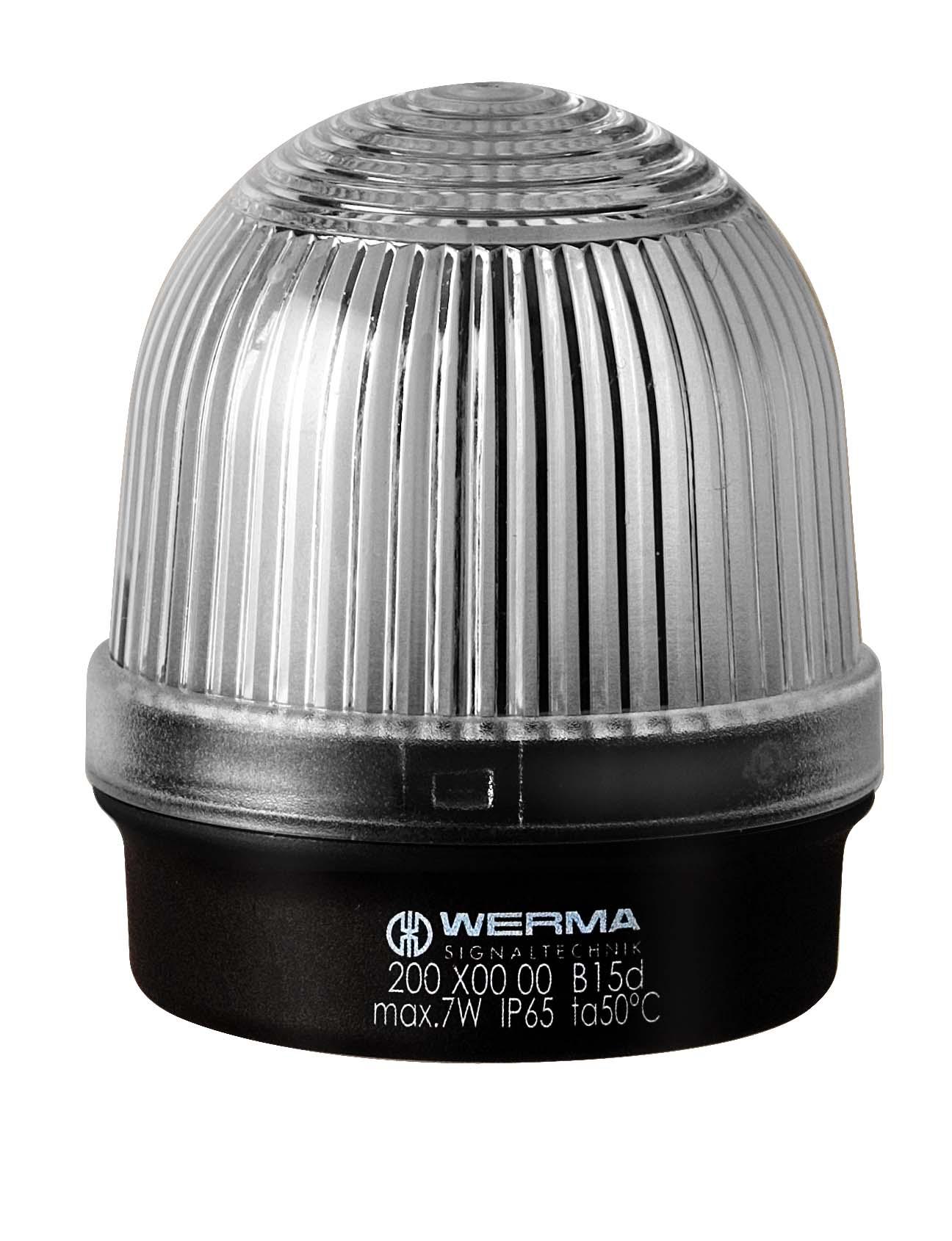 Werma 200 Series Clear Continuous lighting Beacon, 12 → 230 V, Base Mount, Filament Bulb, IP65
