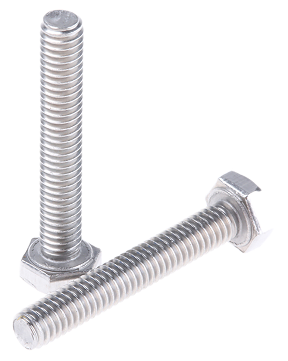 RS PRO Plain Stainless Steel, Hex Bolt, M4 x 25mm