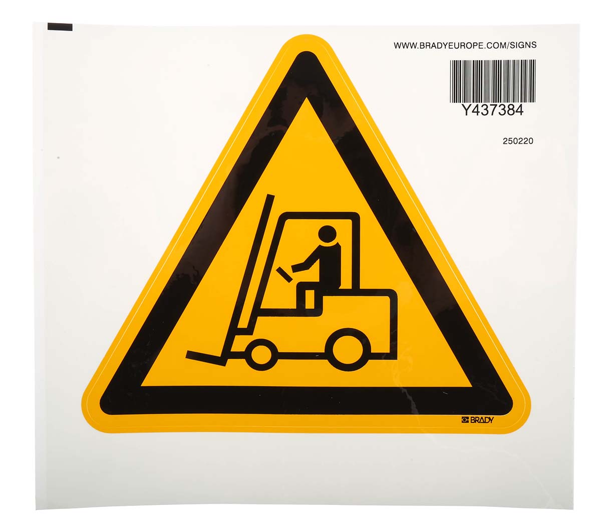 Brady Self-Adhesive Fork Lift Hazard Hazard Warning Sign