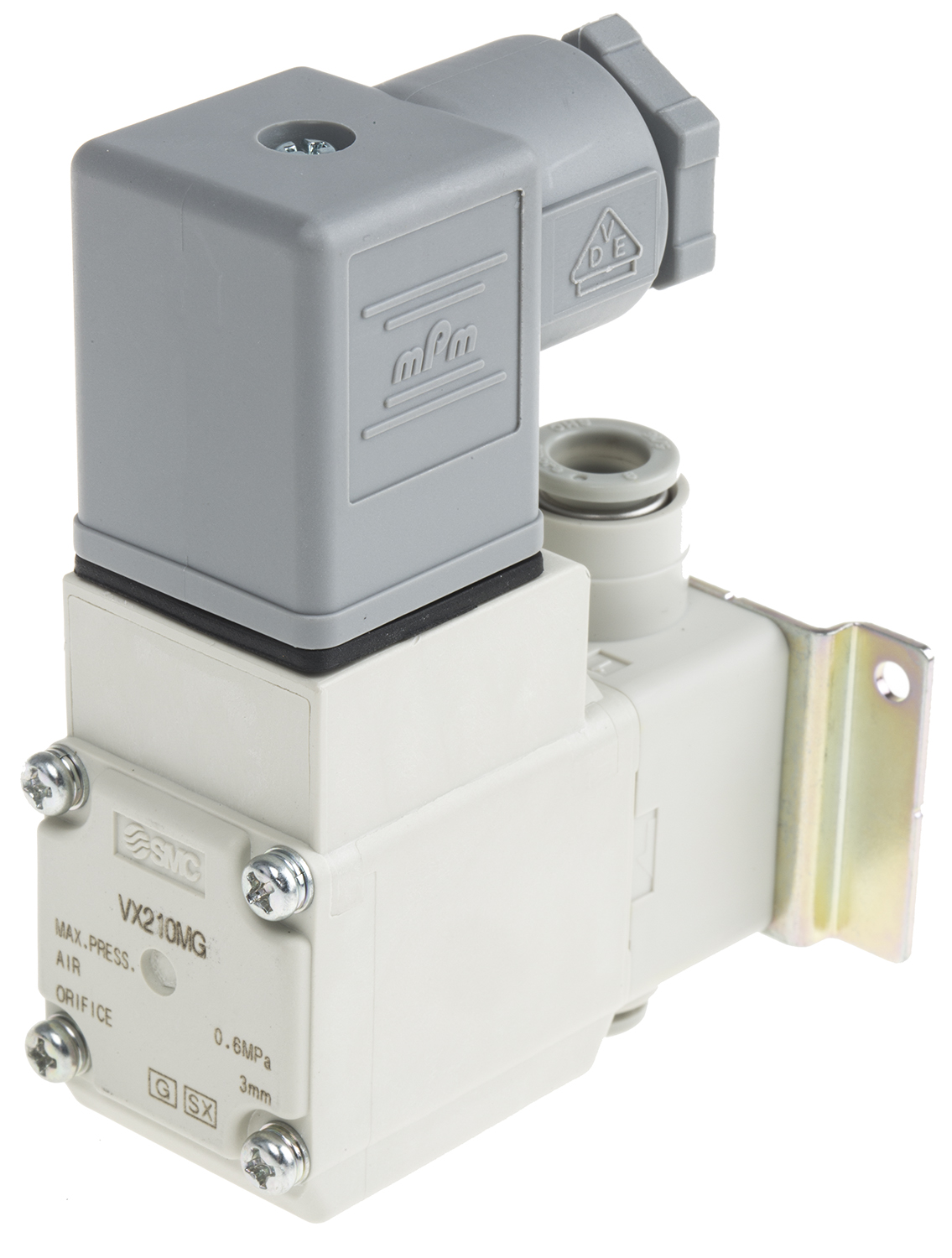 SMC 2/2 Pneumatic Solenoid Valve - Solenoid/Spring One-touch Fitting 8 mm VX21 Series 24V dc