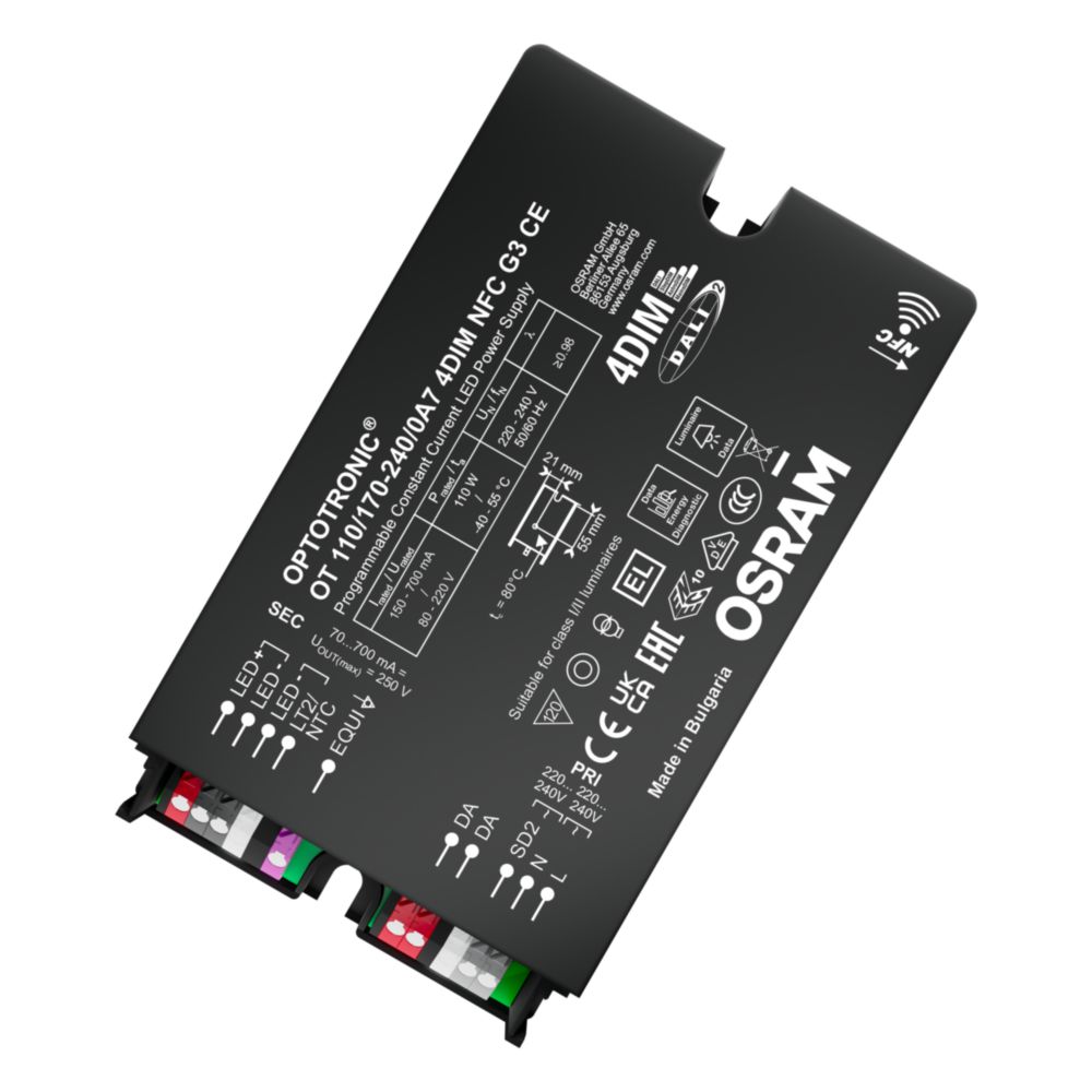 Osram Dimmable LED Driver, 80 → 220V Output, 110W Output, 700mA Output, Constant Current Dimmable