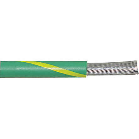 Alpha Wire Ecogen Ecowire Series Green/Yellow 1.3 mm² Hook Up Wire, 16 AWG, 26/0.25 mm, 305m, MPPE Insulation, 6716