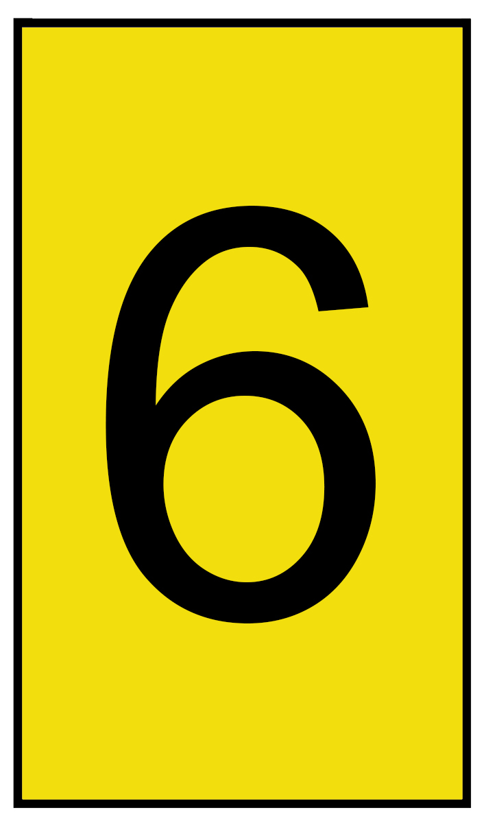 HellermannTyton Ovalgrip Slide On Cable Markers, Black on Yellow, Pre-printed "6", 1.7 → 3.7mm Cable, 901-10139