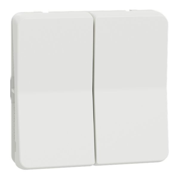 Schneider Electric White Rocker Light Switch, 2 Way, 2 Gang, Mureva Styl