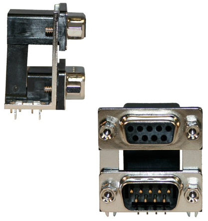 Norcomp 189 9 Way Right Angle Through Hole D-sub Connector Female/Male, 2.769mm Pitch, with 4-40 Hex Standoff, Fork