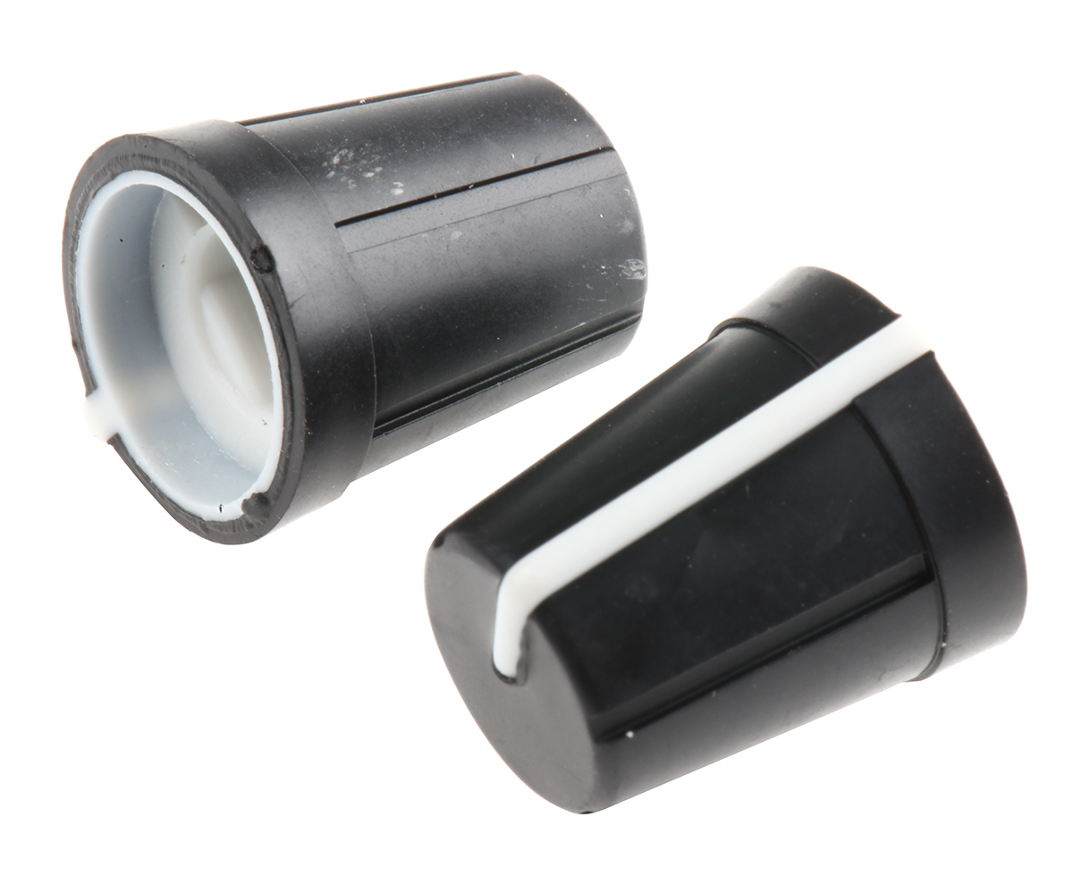 RS PRO 13mm Black Potentiometer Knob for 6.4mm Shaft D Shaped