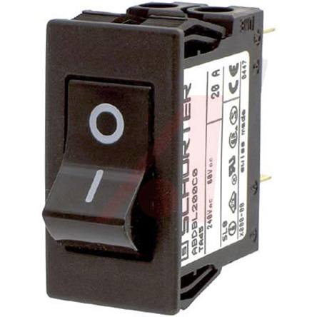 Schurter Thermal Circuit Breaker - ABD 125/250V Voltage Rating Snap In, 20A Current Rating