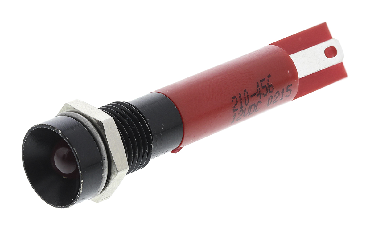 RS PRO Red Flashing LED Panel Mount Indicator, 12V dc, 8mm Mounting Hole Size, Solder Tab Termination