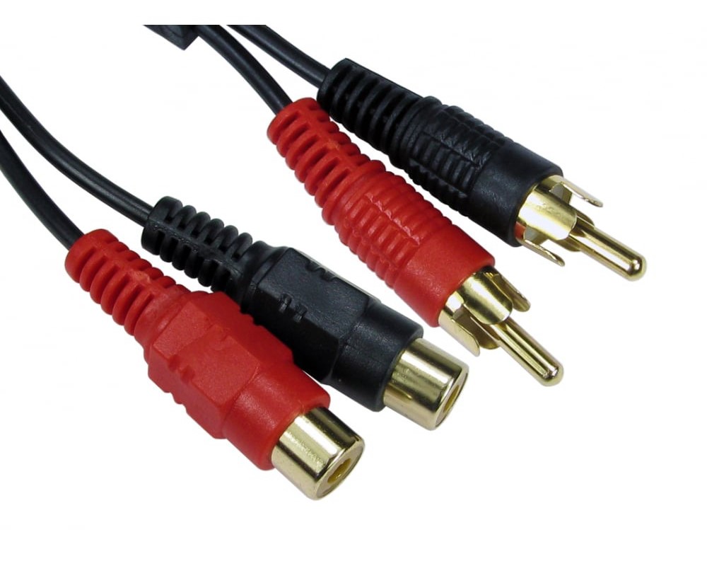 RS PRO Male RCA x 2 to Female RCA x 2 RCA Cable, Black, 3m