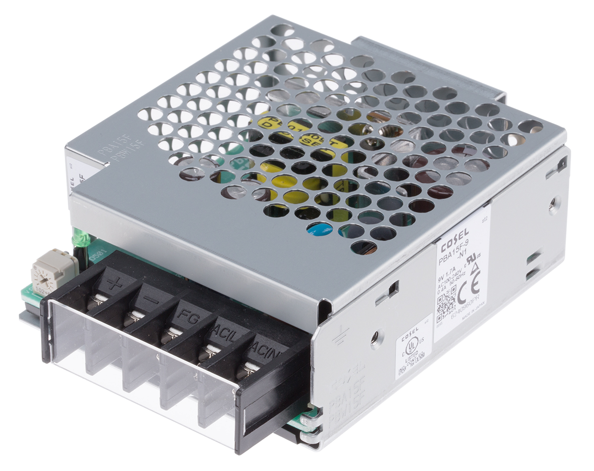 Cosel Switching Power Supply, PBA15F-9-N1, 9V dc, 1.7A, 15.3W, 1 Output, 110 → 370 V dc, 85 → 264 V ac
