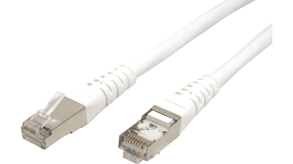 Roline21.15, 300mm Cat6, White RJ45 to Male RJ45 Male, S/FTP Shielded, Terminated PVC Sheath