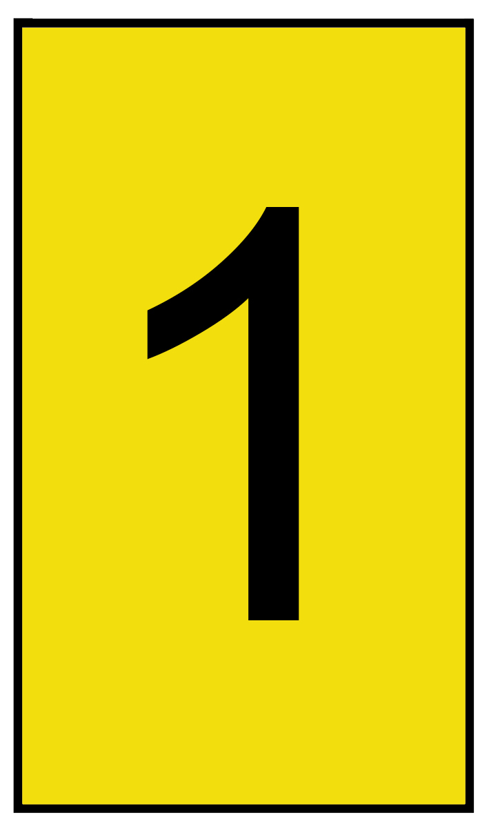 HellermannTyton Ovalgrip Slide On Cable Markers, Black on Yellow, Pre-printed "1", 2.5 → 6mm Cable, 901-10172