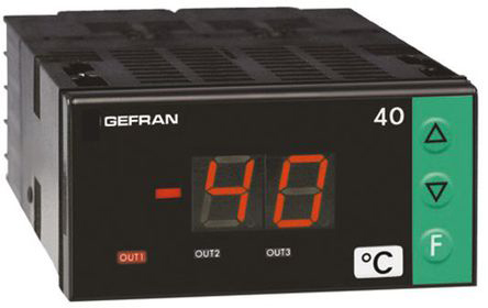 Gefran 40T72 On/Off Temperature Controller, 72 x 36mm, 2 Output Relay, 11 → 27 V dc, 18 → 27 V ac Supply