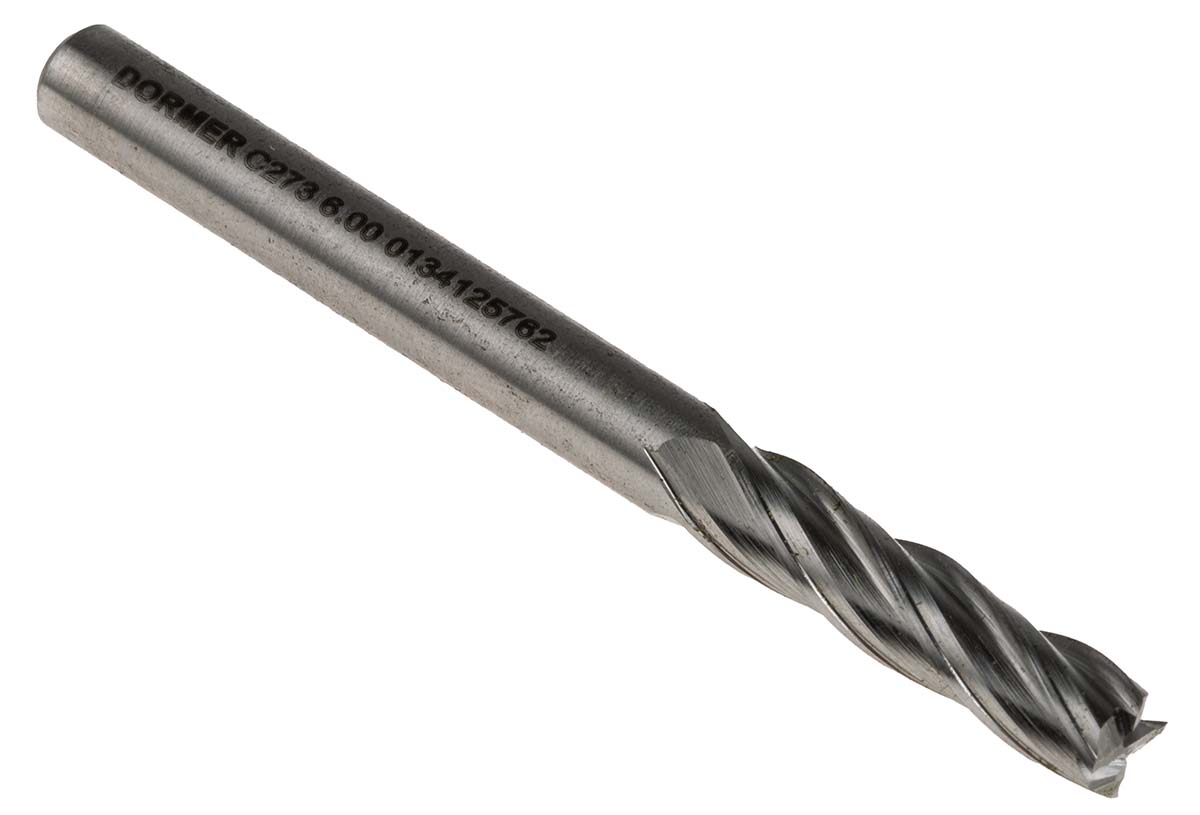 Dormer End Mill, 6mm Cutter, HSCo, 6 mm Shank, 24mm Cut Length