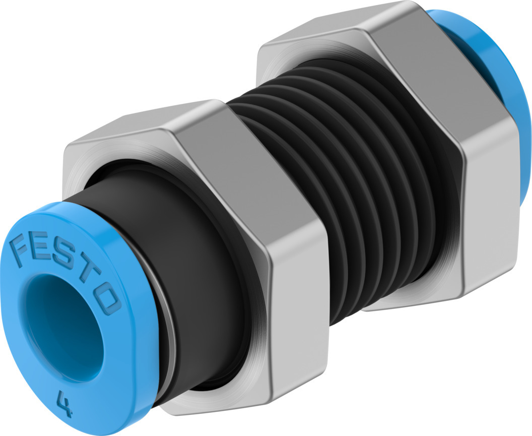 Festo QSMS Series Bulkhead Tube-to-Tube Adaptor, Push In 4 mm to Push In 4 mm, Tube-to-Tube Connection Style, 153376