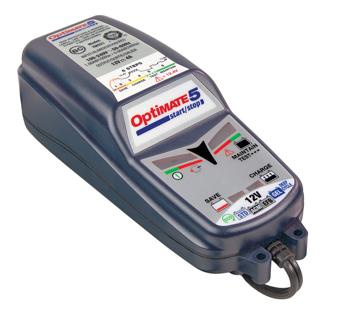 TecMate Optimate 5 Battery Charger For Lead Acid 12 V 12V 4A with UK plug