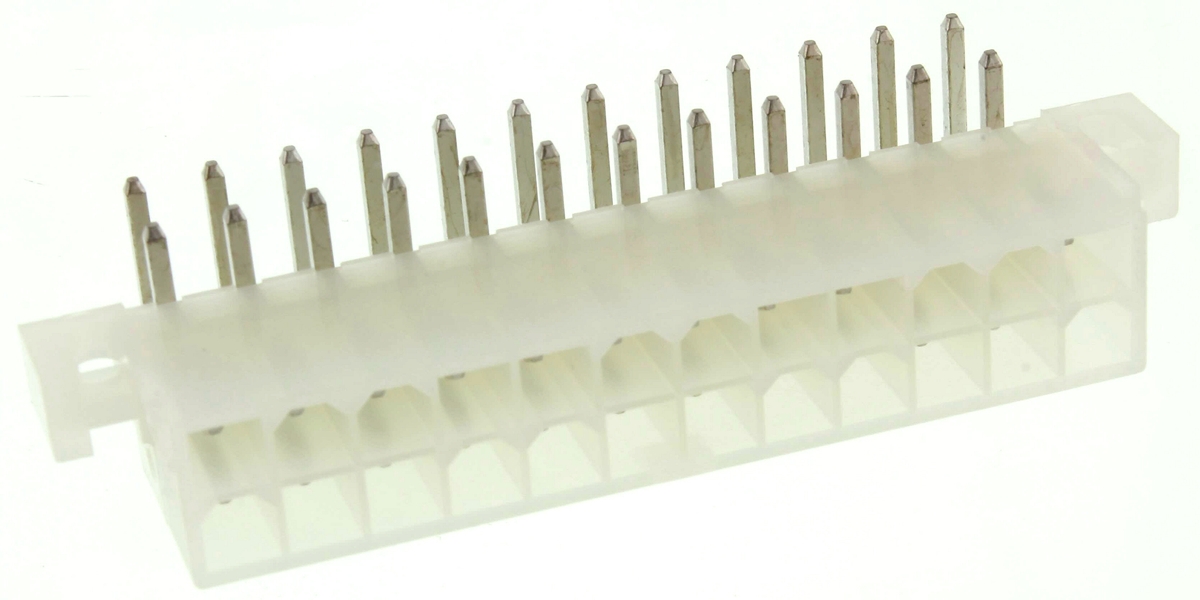 Molex Mini-Fit Jr Series Right Angle Through Hole PCB Header, 24 Contact(s), 4.2 mm Pitch, 2 Row, Shrouded