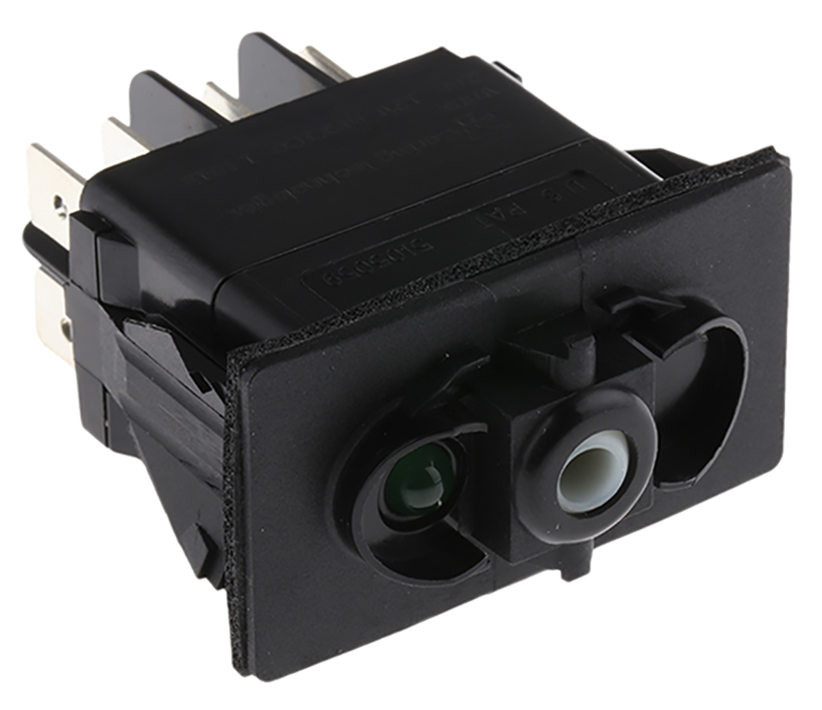 Carlingswitch Illuminated DPDT, Latching Rocker Switch Panel Mount