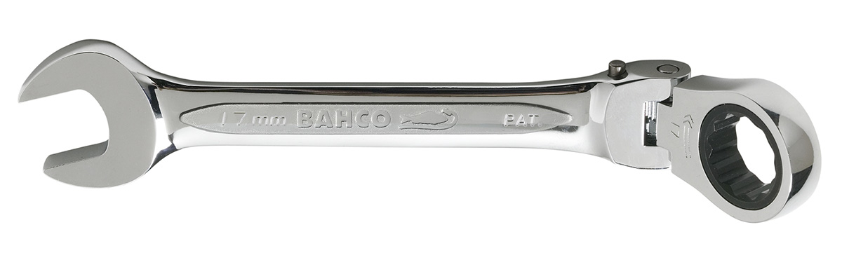 Bahco Ratchet Spanner, 17mm, Metric, Double Ended, 190 mm Overall