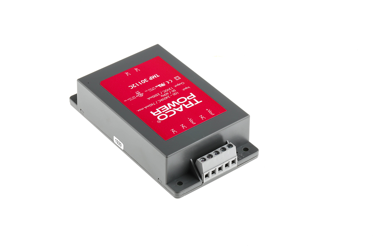 TRACOPOWER Switching Power Supply, TMP 30112C, 12V dc, 2.5A, 30W, 1 Output, 120 → 370 V dc, 85 → 264 V ac