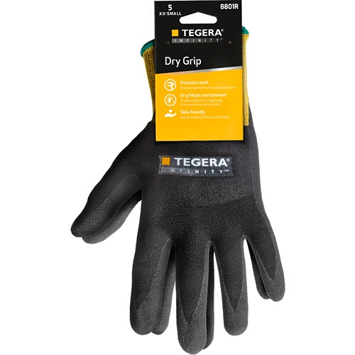 Tegera TEGERA Yellow, Black Spandex, Nylon Spandex, Nylon Work Gloves, Size 9, Nitrile, Polyurethane Coating