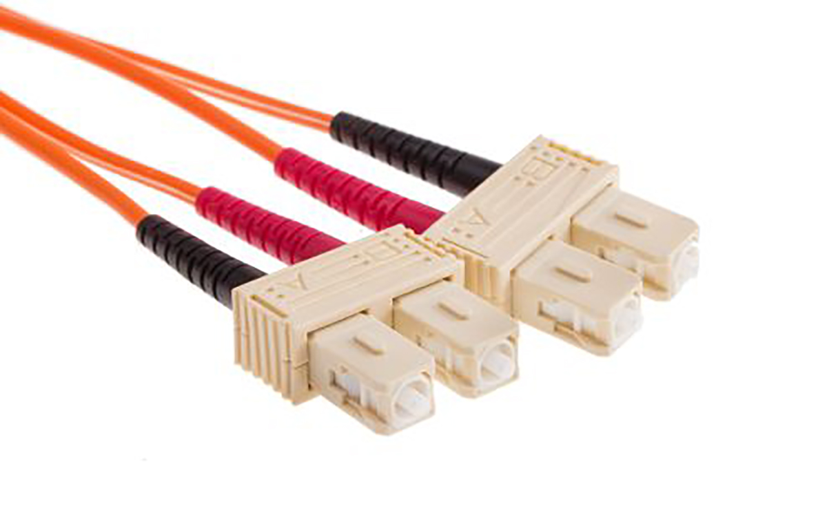 RS PRO SC to SC Duplex Multi Mode OM1 Fibre Optic Cable, 62.5/125μm, Orange, 50m