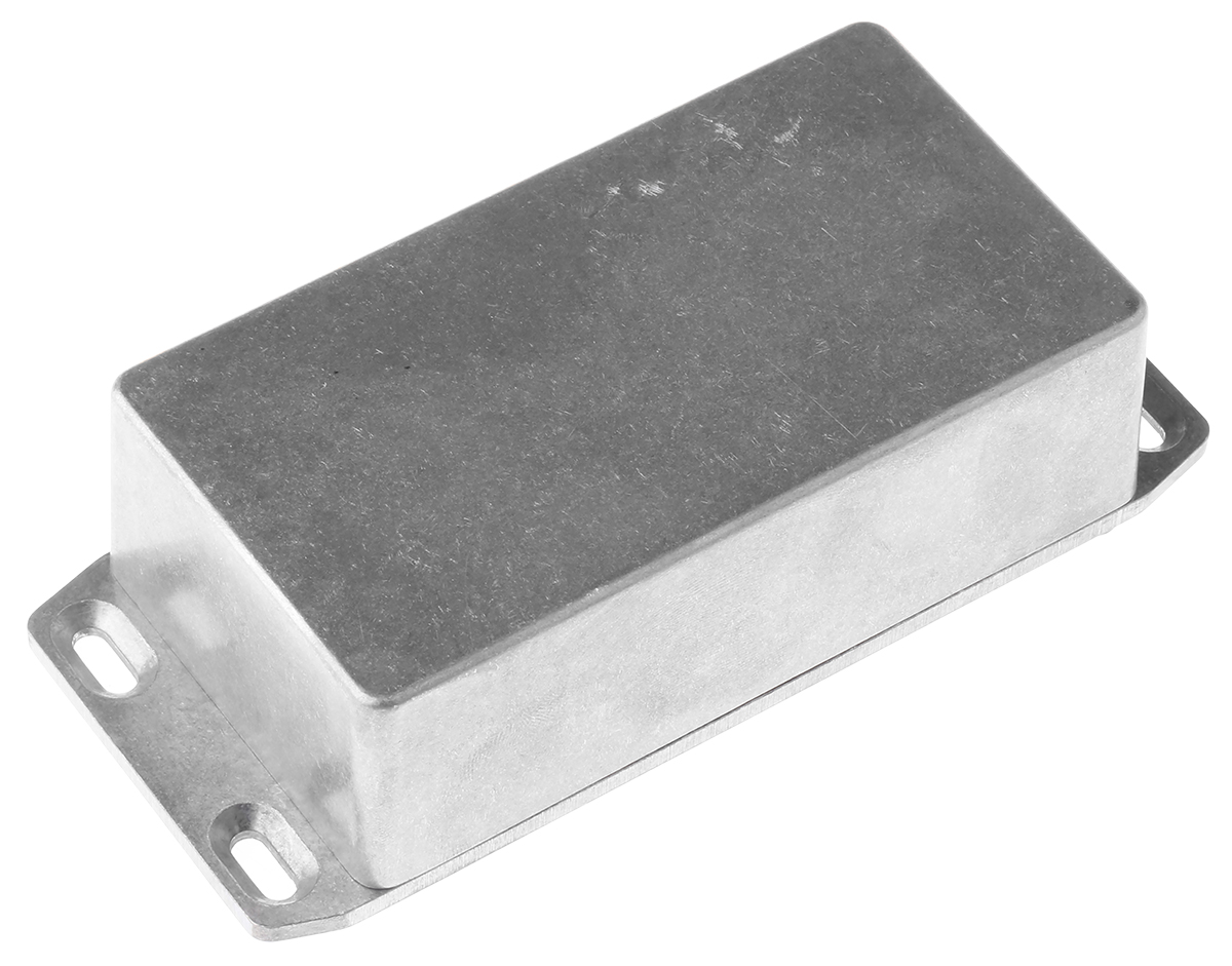 Hammond 1590 Series Natural Die Cast Aluminium Enclosure, IP54, Flanged, Natural Lid, 121.1 x 66 x 35.3mm