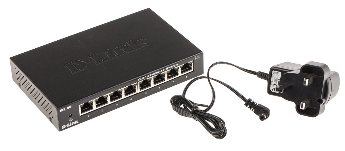D-Link 8-Port Fast Ethernet Switch, Unmanaged 8 Port Network Switch, UK