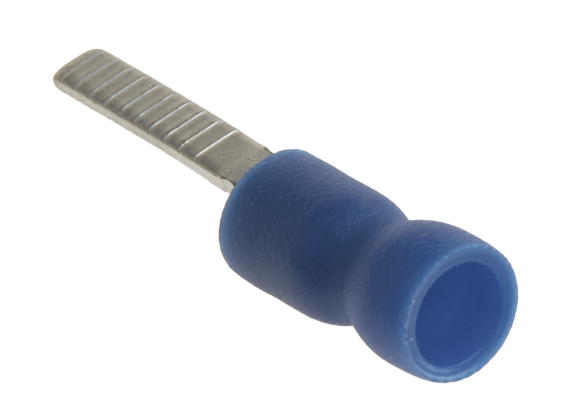 RS PRO Insulated Crimp Blade Terminal 13mm Blade Length, 1.5mm² to 2.5mm², 16AWG to 14AWG, Blue