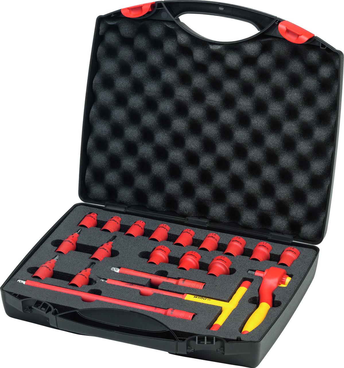 Wiha 21-Piece Metric 3/8 in Standard Socket Set with Ratchet, 6 point