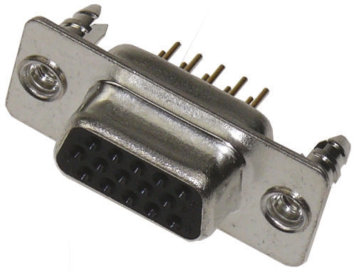 HARTING 15 Way Through Hole D-sub Connector Socket, 2.29mm Pitch, with 4-40 UNC Threaded Inserts, Boardlocks