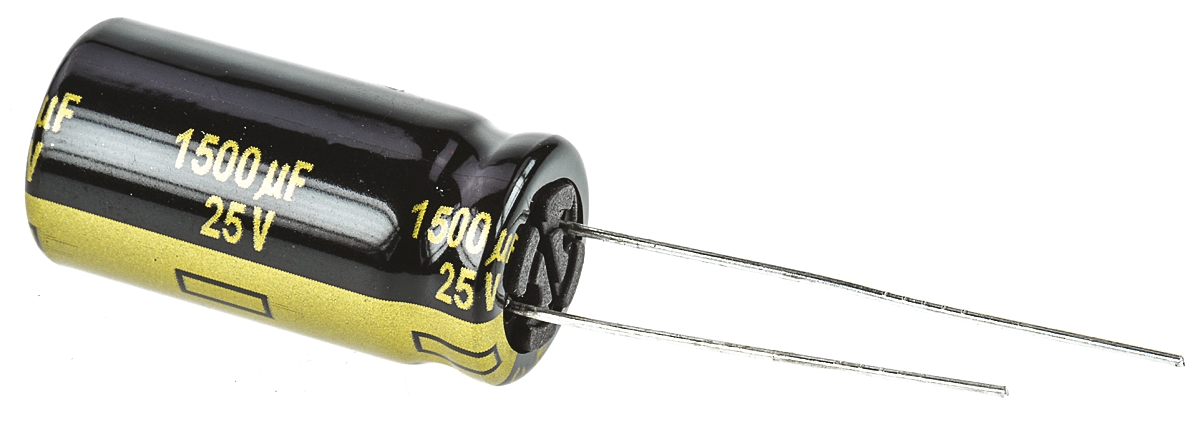 Panasonic 1500μF Aluminium Electrolytic Capacitor 25V dc, Radial, Through Hole - EEUFM1E152